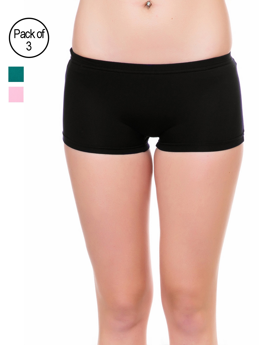 

Lady Lyka Pack of 3 Boy Shorts, Black