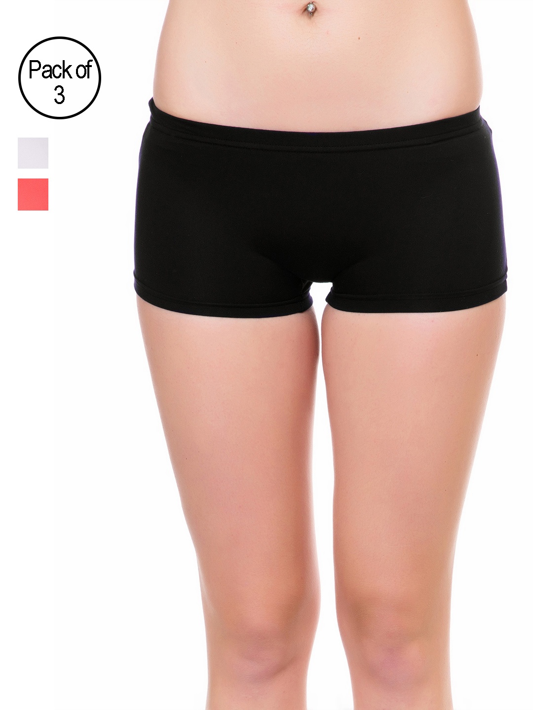 

Lady Lyka Pack of 3 Boy Shorts B-SHORTS-BLK-WHT-CART, Black