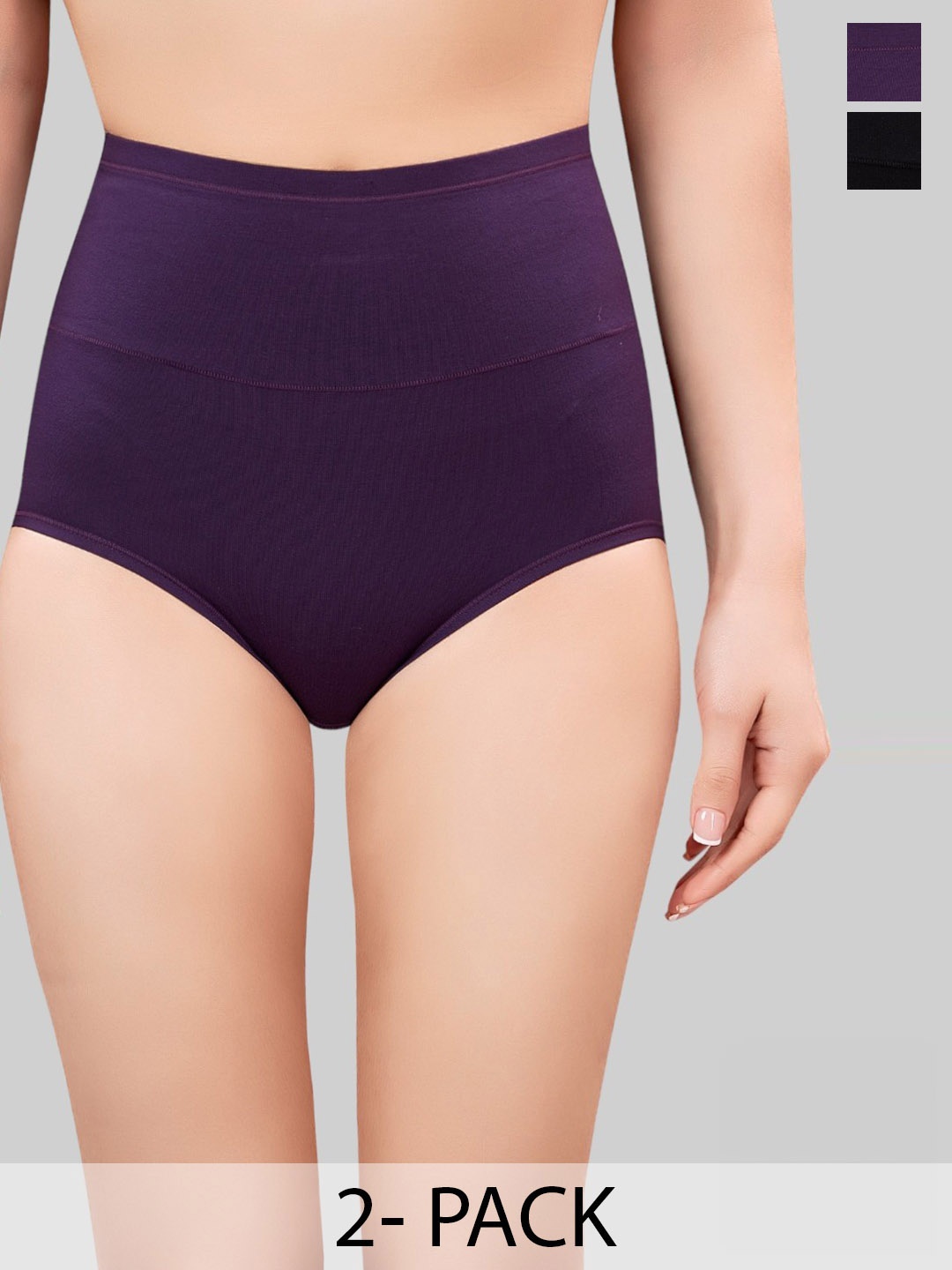 

PLUMBURY Pack Of 2 Tummy Tucker Briefs, Black