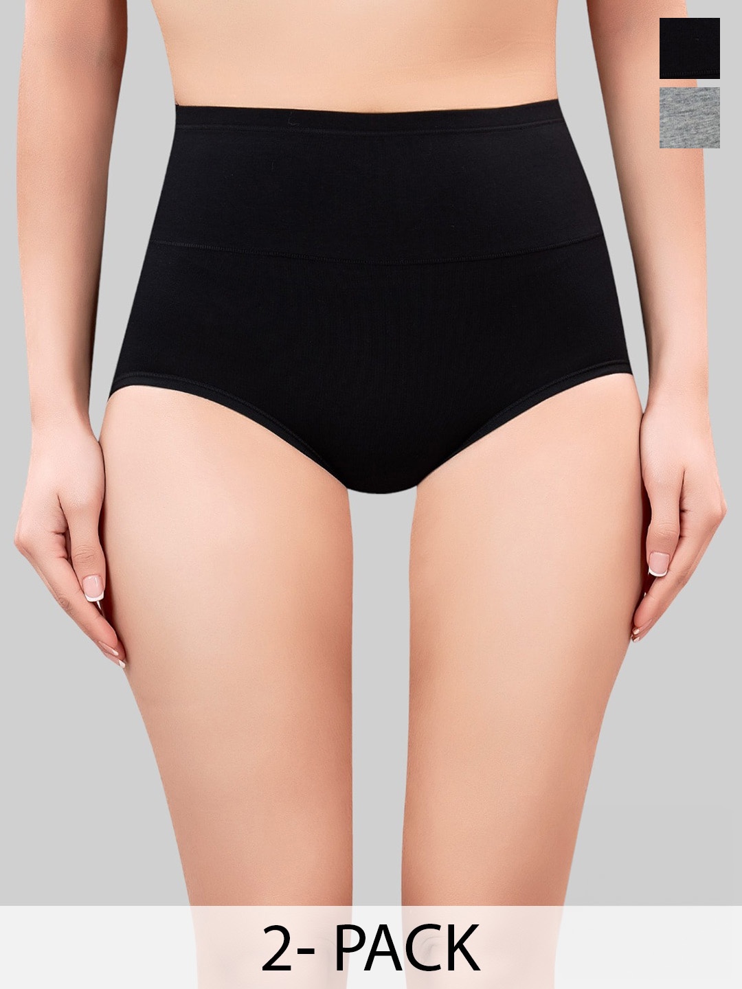 

PLUMBURY Women Pack Of 2 High Waist Tummy Shaper, Grey