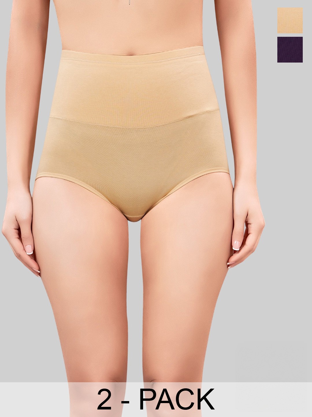 

PLUMBURY Pack Of 2 Tummy Tucker Briefs, Beige