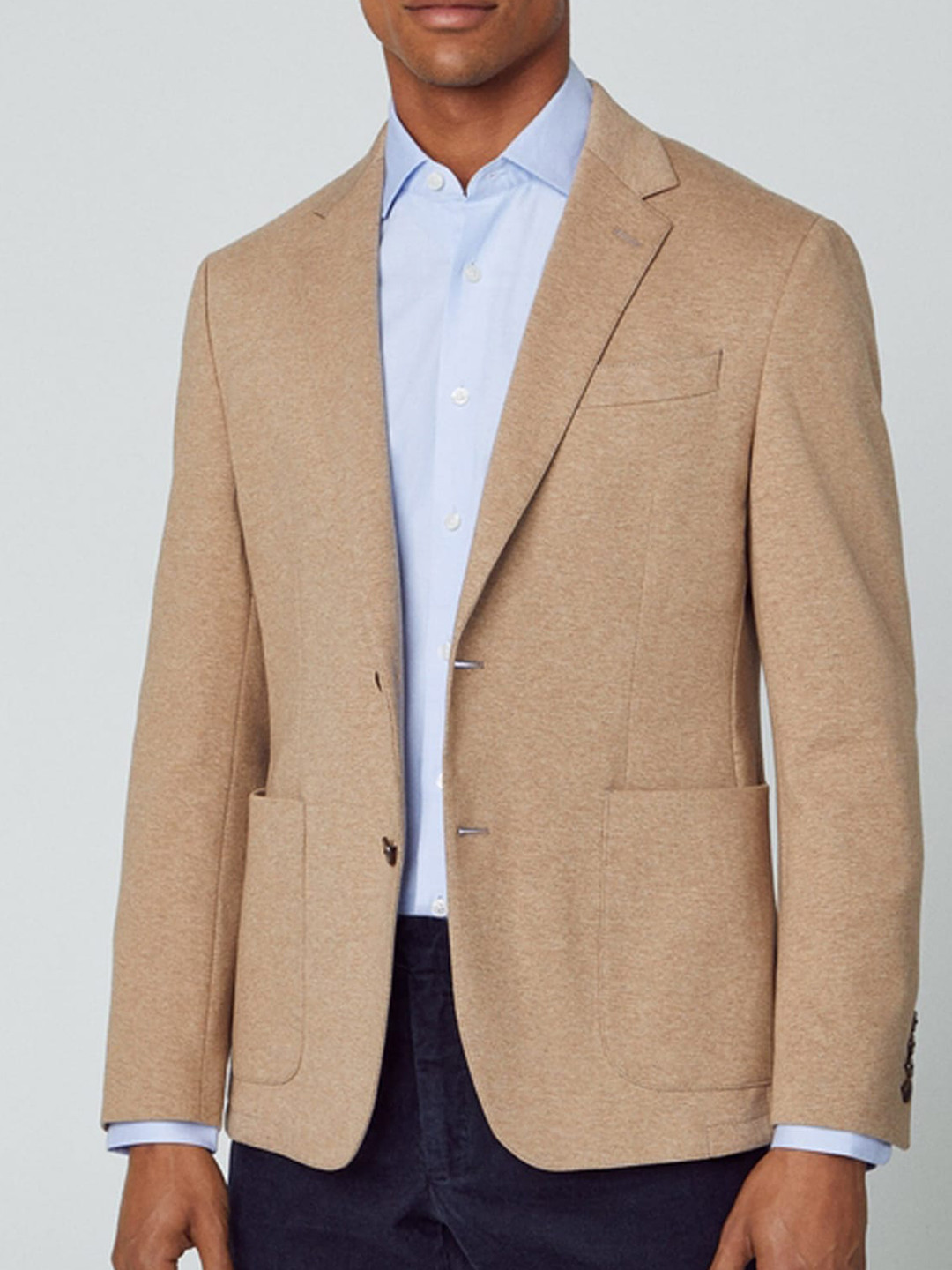 

HACKETT LONDON Notched Lapel Single Breasted Casual Blazer, Brown