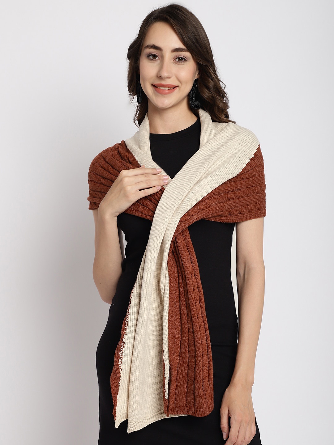 

ELLIS Colourblocked Acrylic Muffler, Brown