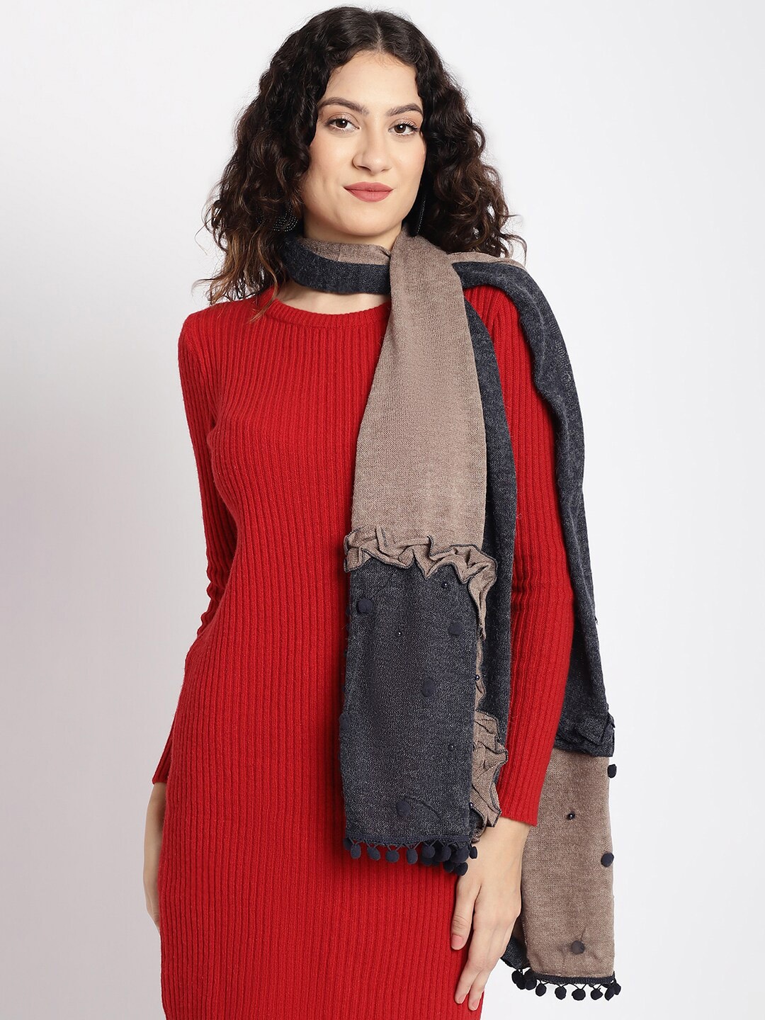 

ELLIS Self Design Woolen Mufflers, Grey