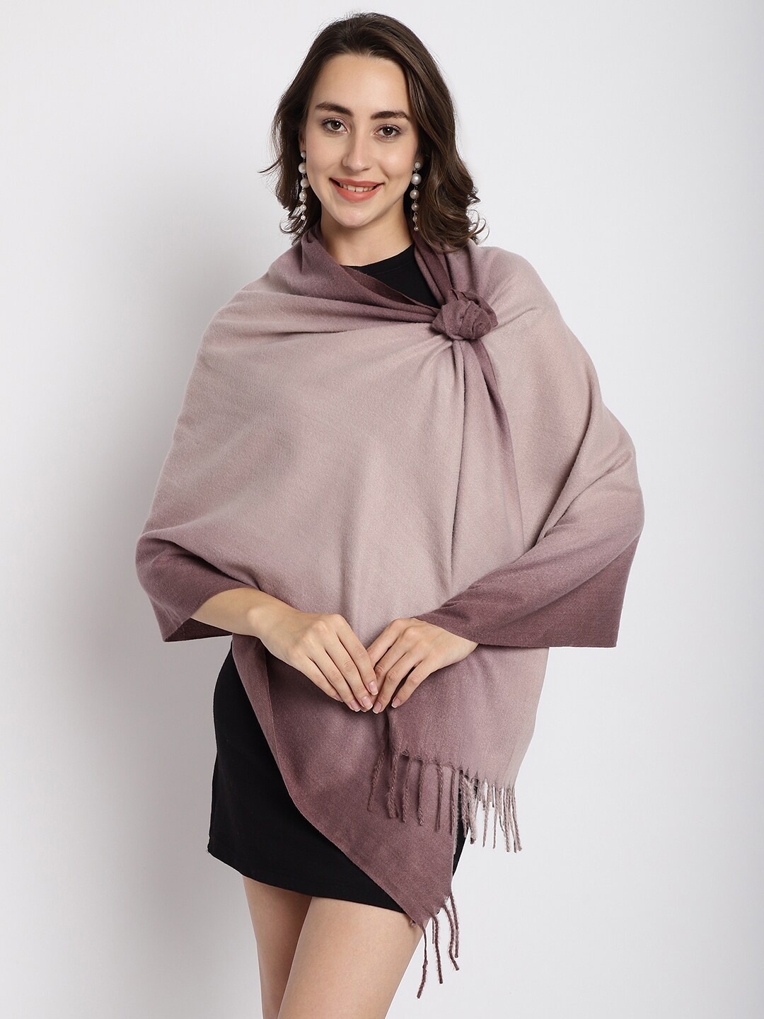 

ELLIS Tasseled Self-Design Acrylic Mufflers, Mauve