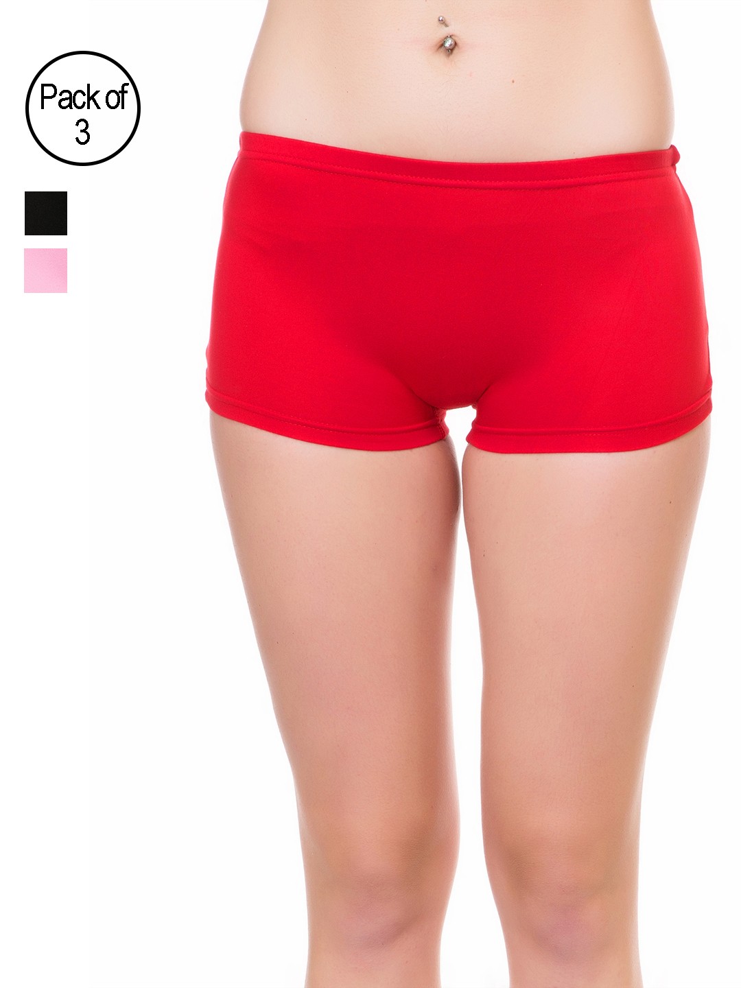

Lady Lyka Pack of 3 Solid Boy Short Panties 2491037, Red