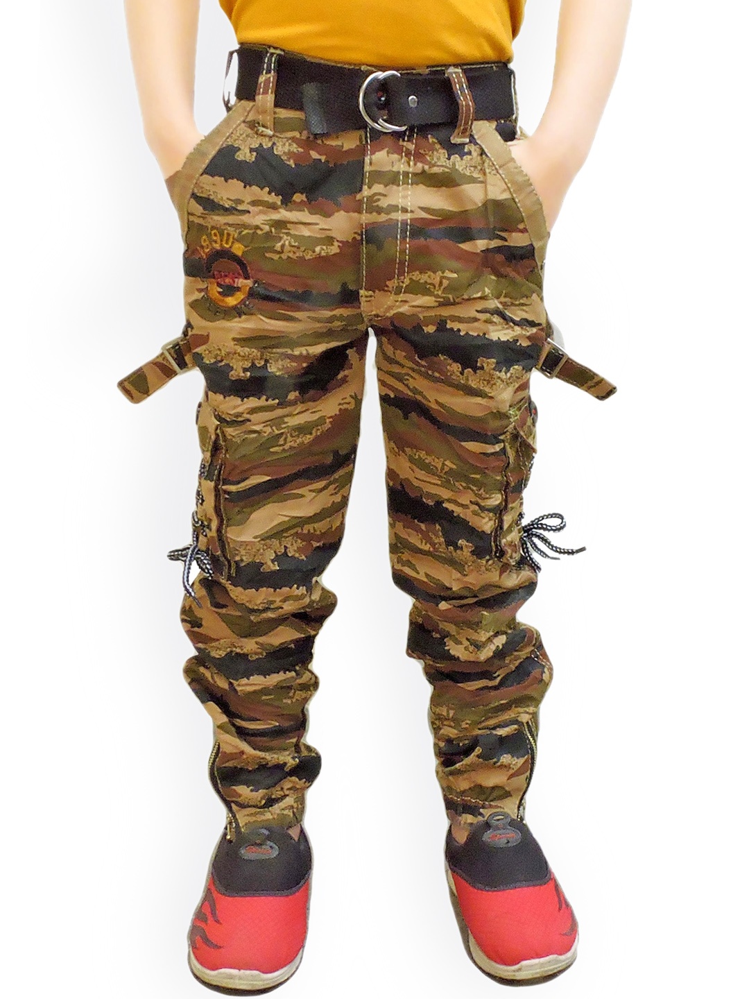 

BAESD Boys Camouflage Printed Cotton Slim Fit Cargos, Khaki