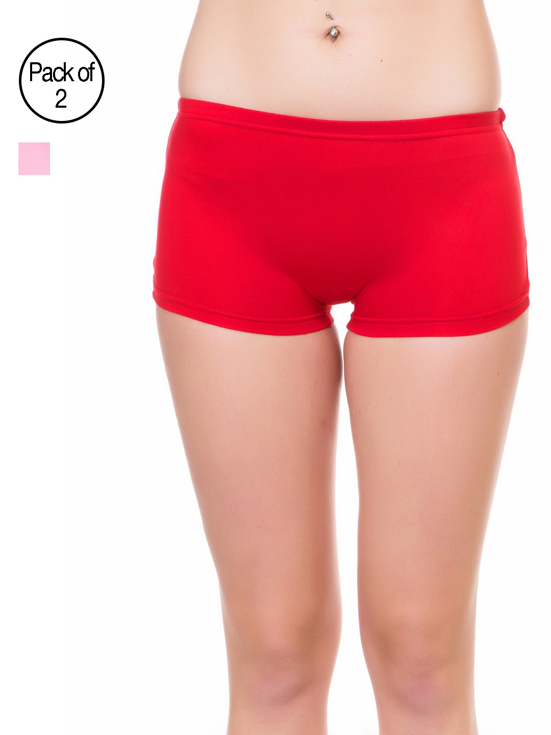 

Lady Lyka Women Pack of 2 Boy Shorts B-SHORTS-RED-PNK