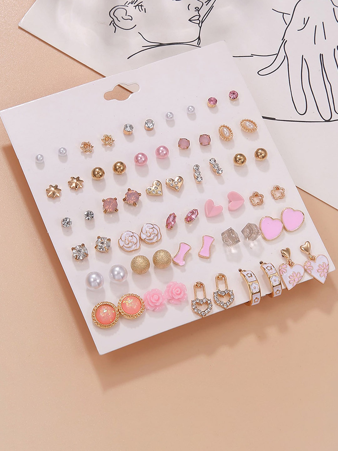 

Fashion Frill Set Of 30 Gold-Plated Contemporary Studs Earrings