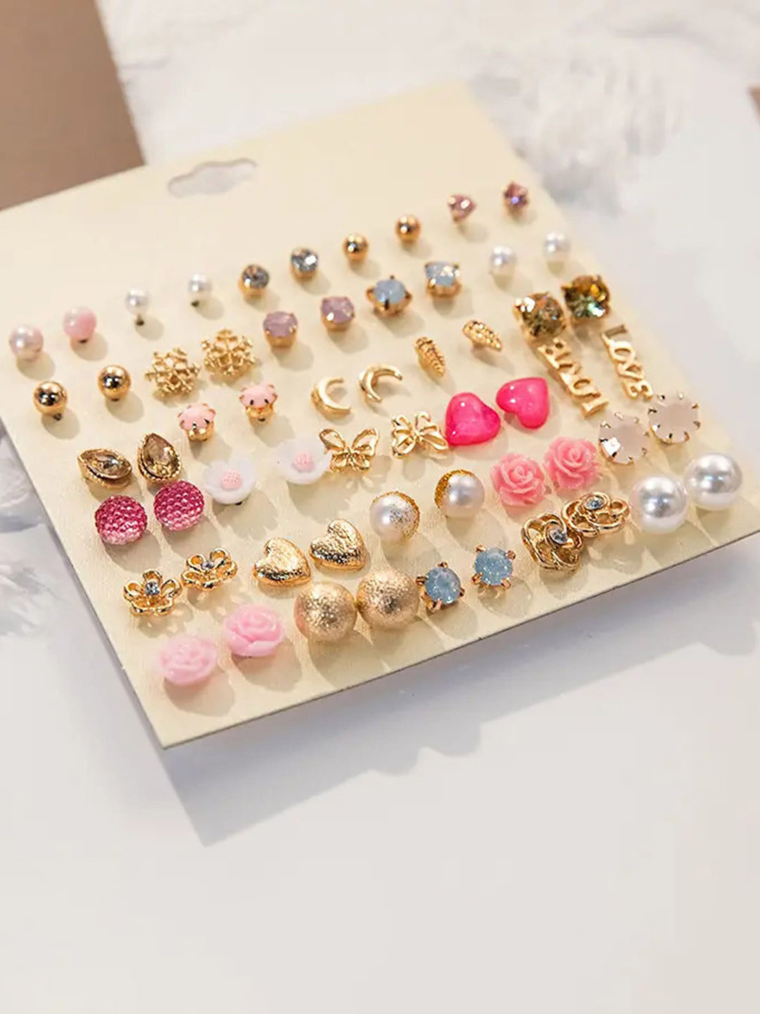 

Fashion Frill Set Of 30 Contemporary Stud Earrings, Gold