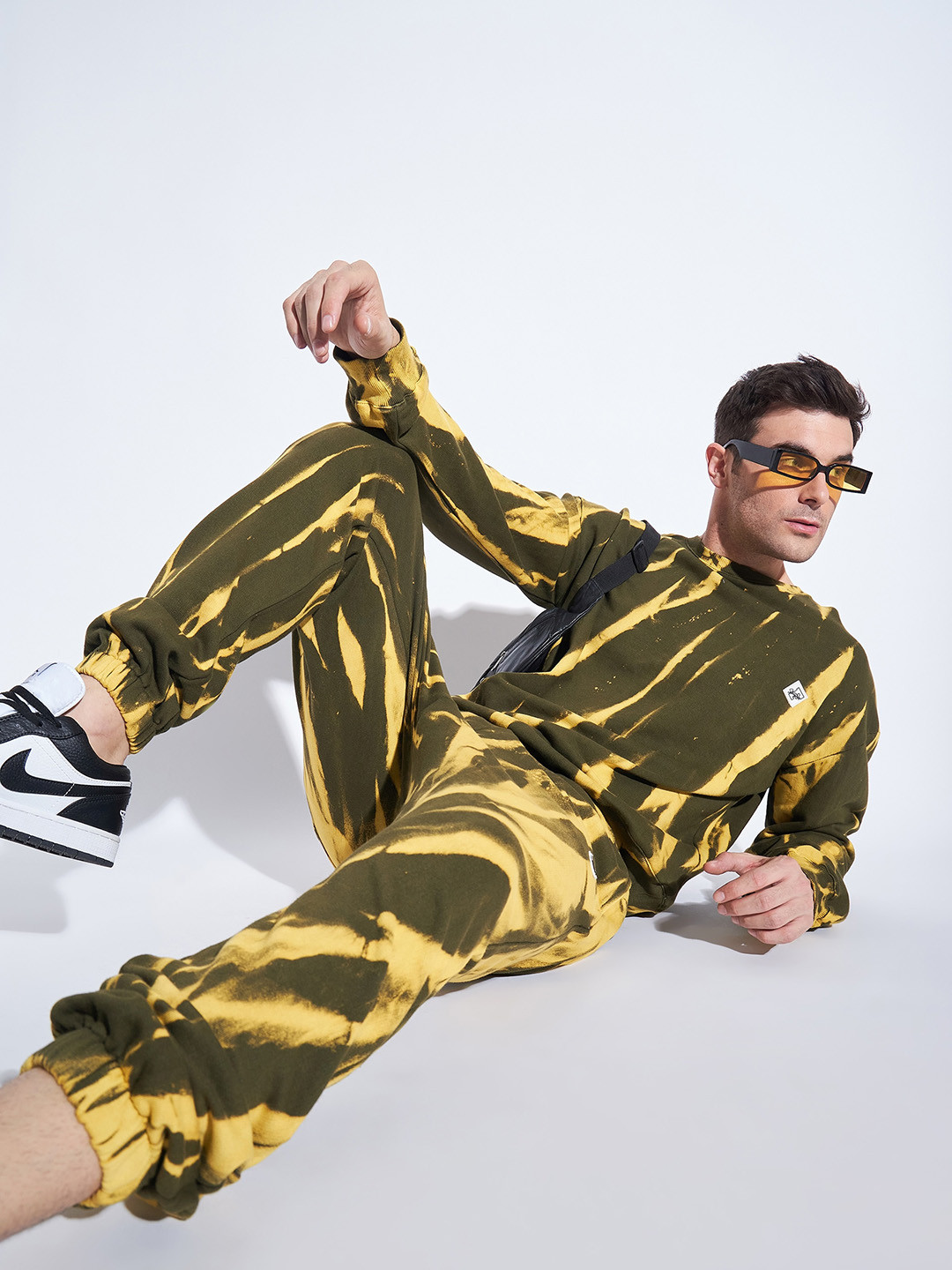

FUGAZEE Tie & Dye Pure Cotton Sweatshirt & Joggers, Olive