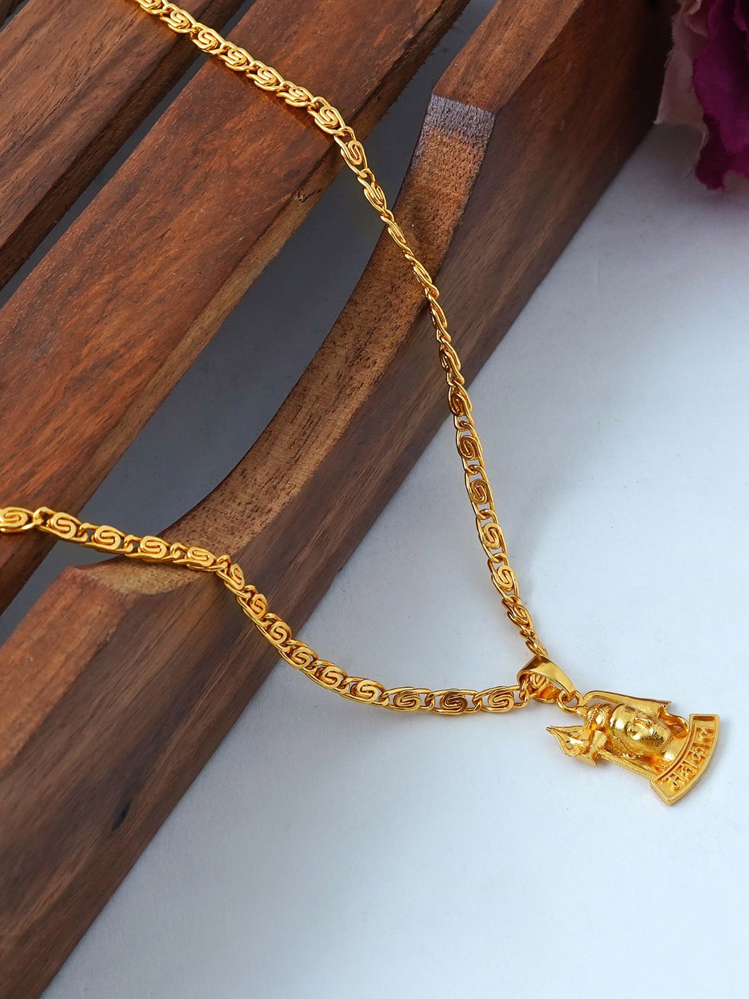 

MANSIYAORANGE Unisex Gold-Plated ord Ganesha Pendant With Chain