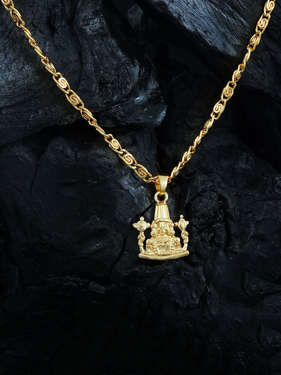 

MANSIYAORANGE Gold-Plated Lord Vishnu Pendant With Chain