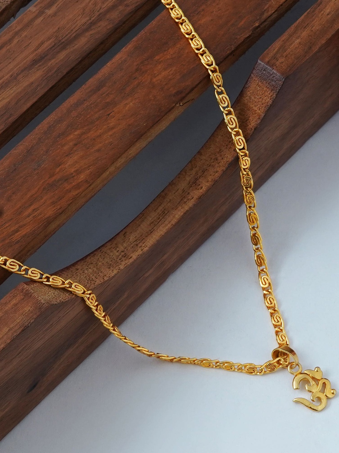 

MANSIYAORANGE Gold Plated Om Pendant With Chain