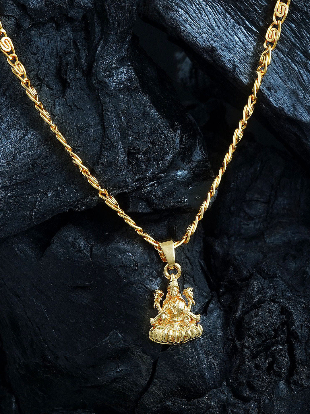 

MANSIYAORANGE Gold Plated Lakshmi Pendant With Chain