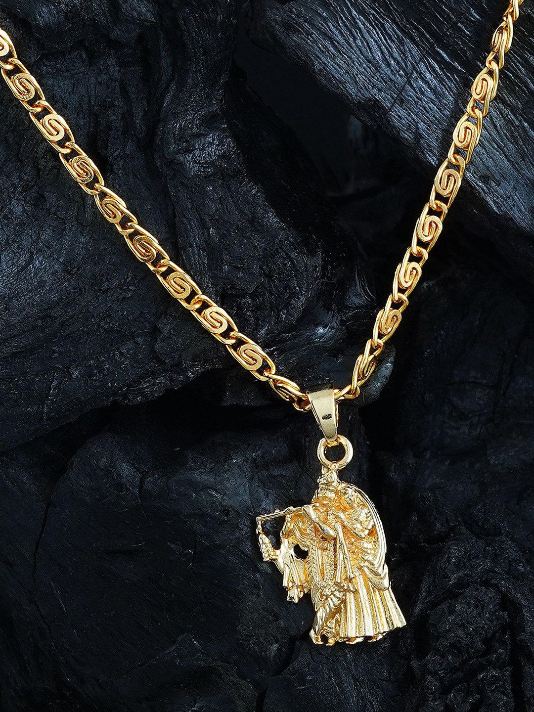 

MANSIYAORANGE Unisex Gold-plated Shree Radha Krishna Pendant With Chain