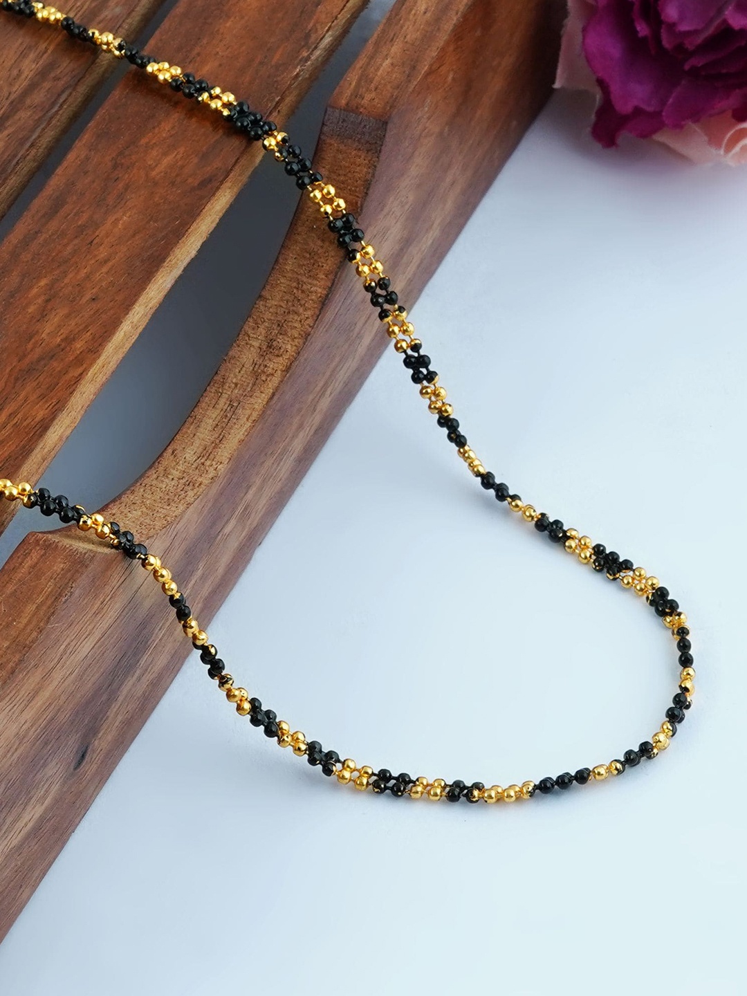 

MANSIYAORANGE Gold-Plated Artificial Beads-Beaded Brass Chain