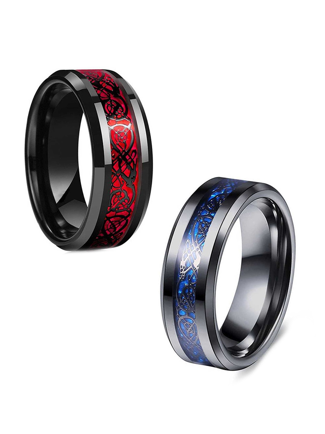 

MEENAZ Men Set Of 2 Silver Plated Stainless Steel Finger Ring