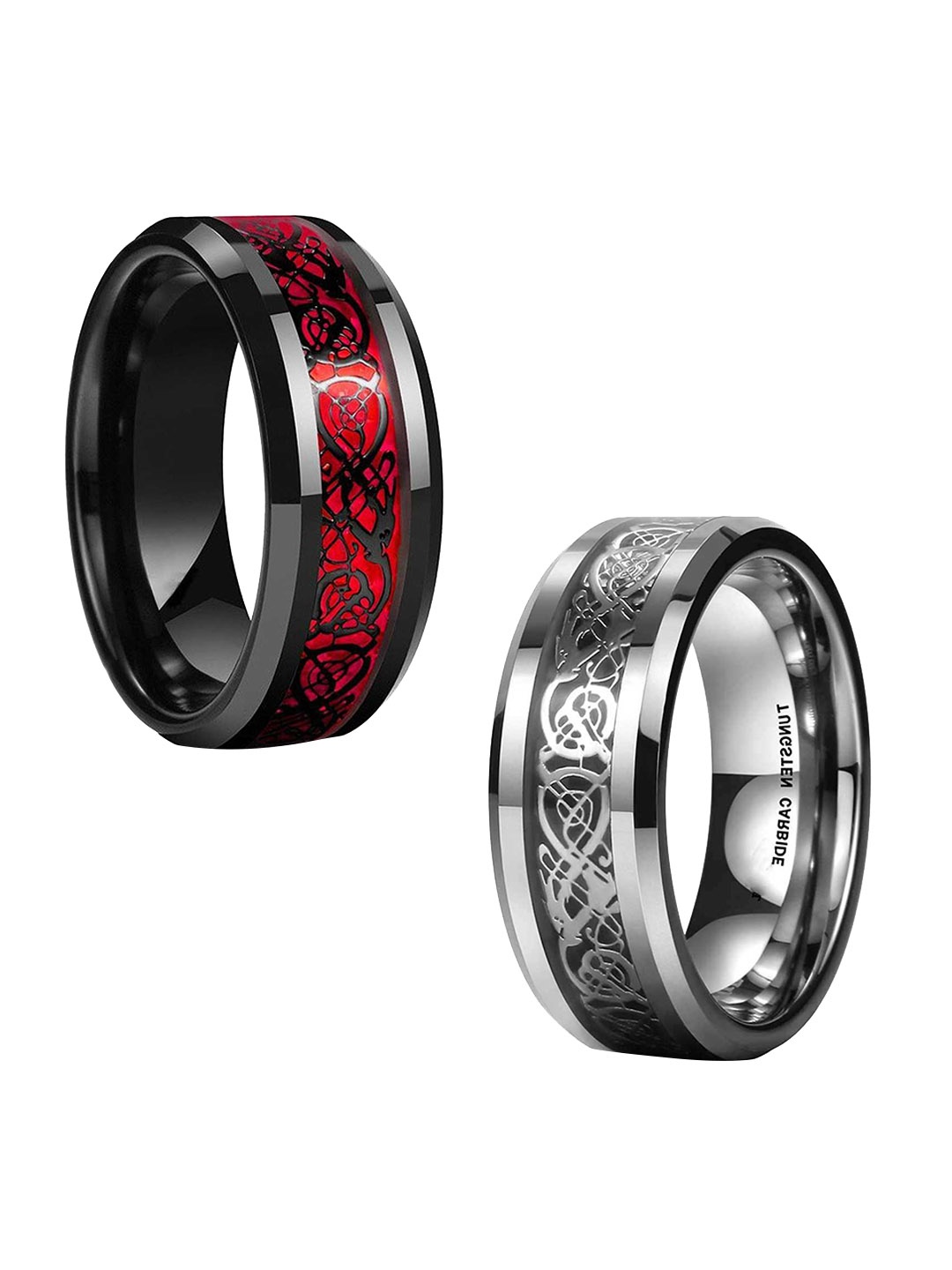 

MEENAZ Men Set Of 2 Silver Plated Stainless Steel Finger Rings