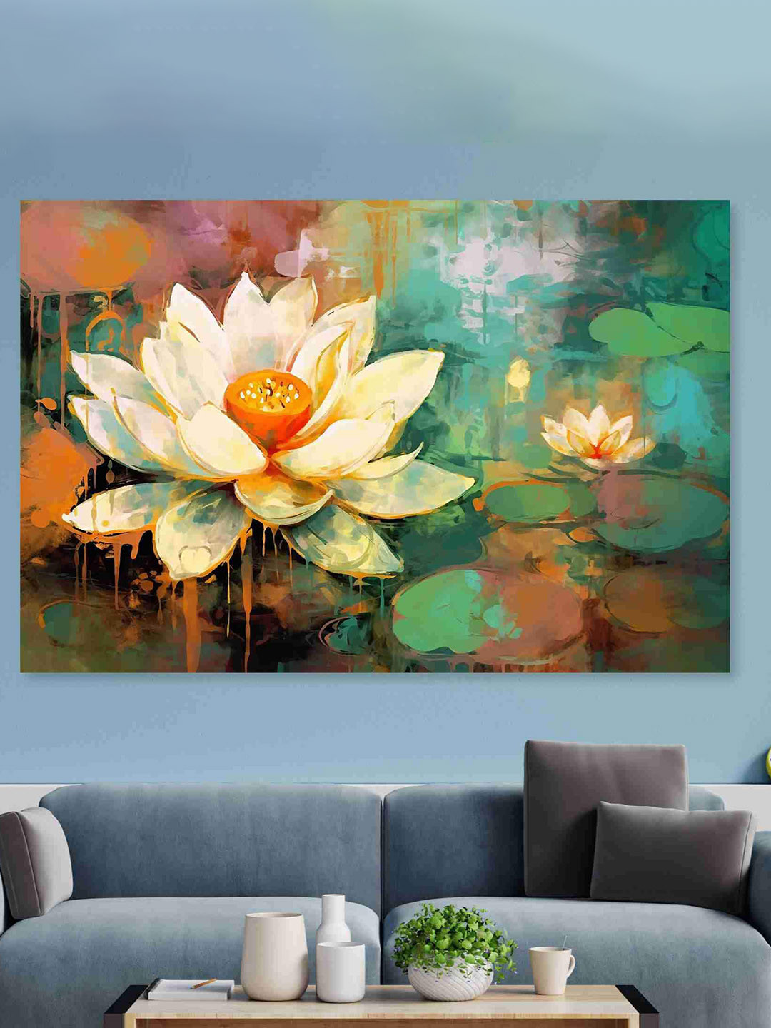 

SAF White & Green Floral Sparkle Coated Unframed Wall Art
