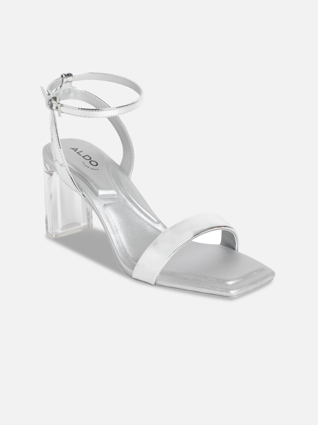 

ALDO Open Toe Block Heels, Silver