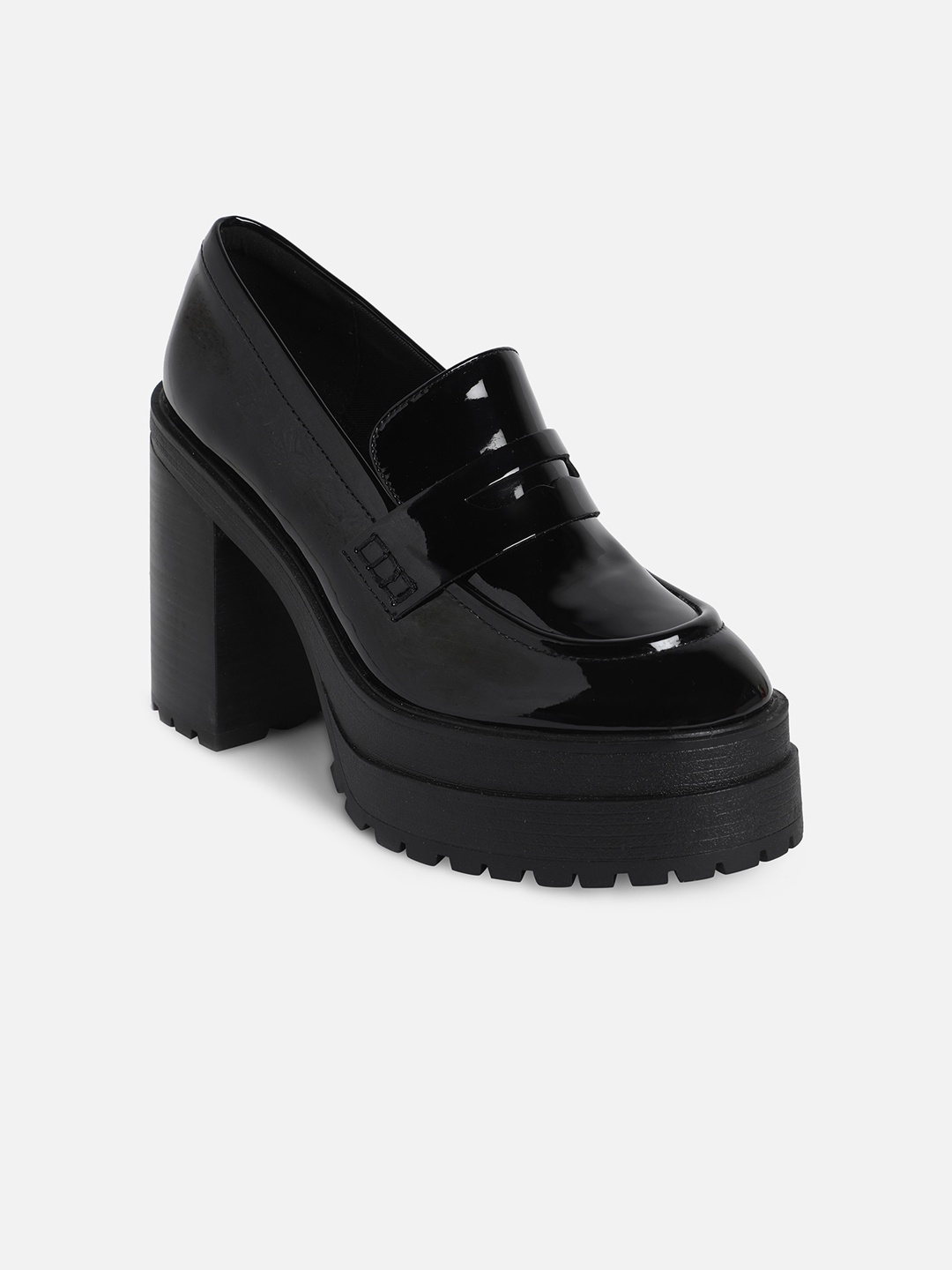 

ALDO Round Toe Platform Heel Loafers, Black