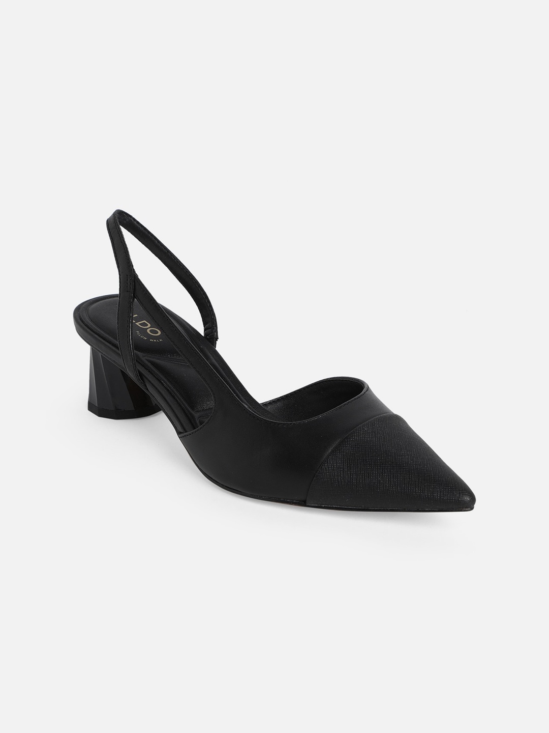 

ALDO Pointed Toe Leather Mules With Backstrap, Black