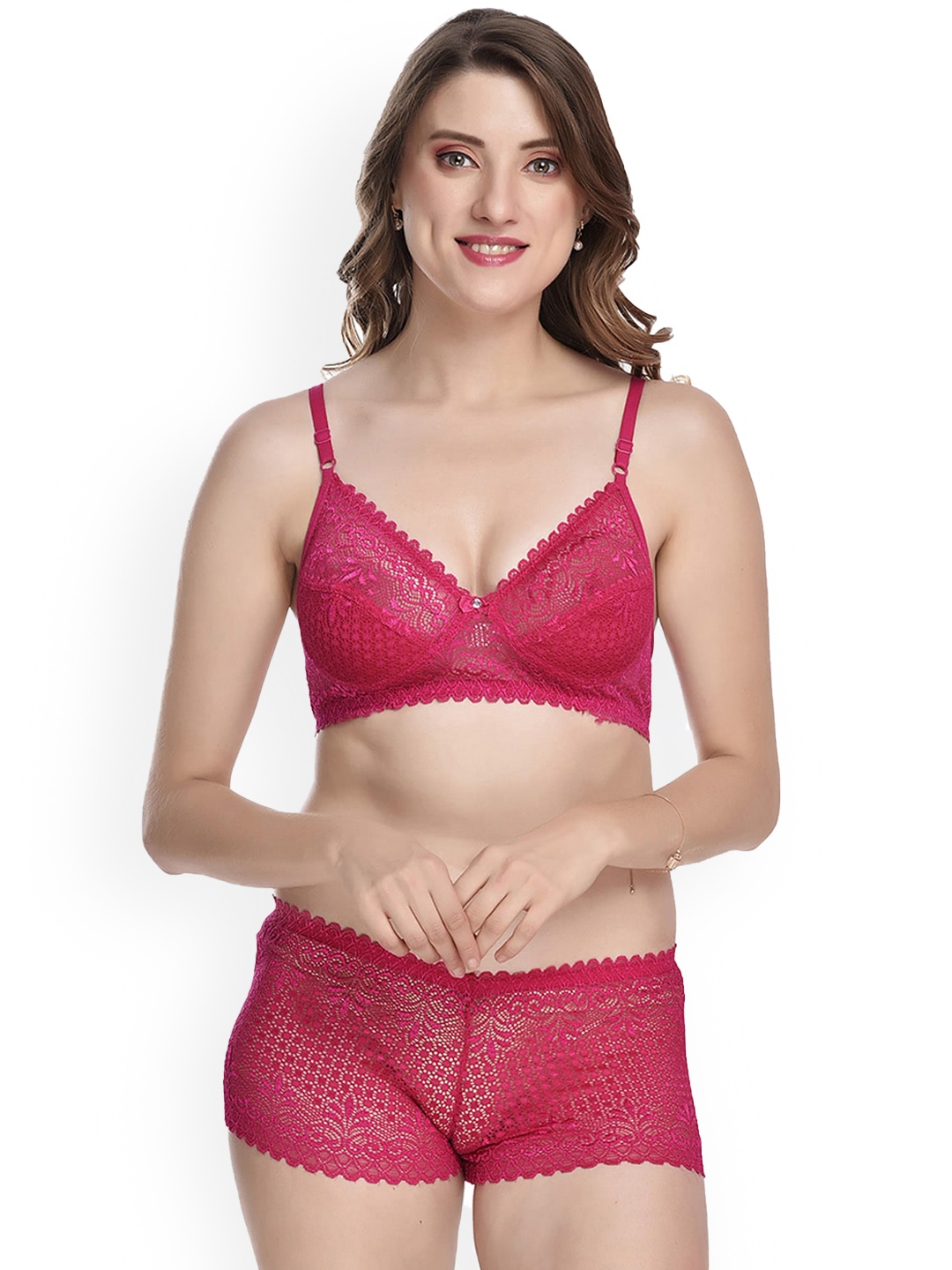 

PIBU Self Design Lingerie Set, Pink