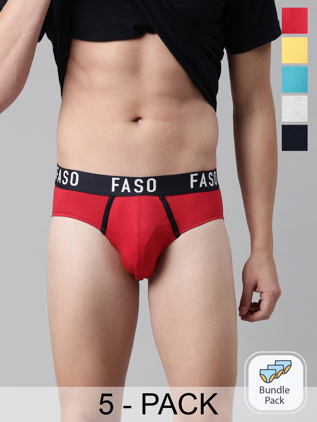

FASO Pack Of 5 Assorted Organic Cotton Basic Briefs FA1005-P5-ASSORTED