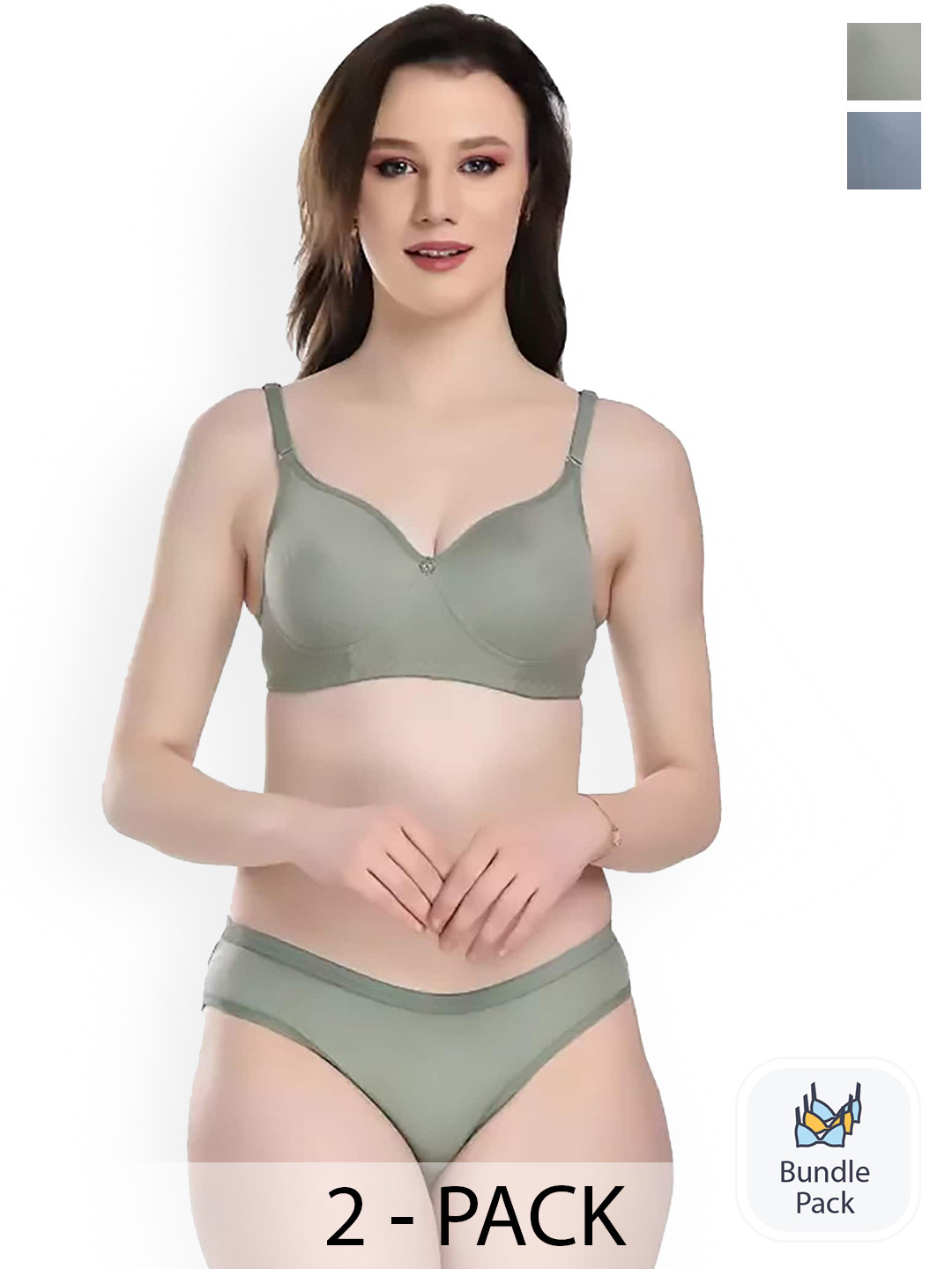 

AROUSY Pack Of 2 Cotton Lingerie Sets, Blue