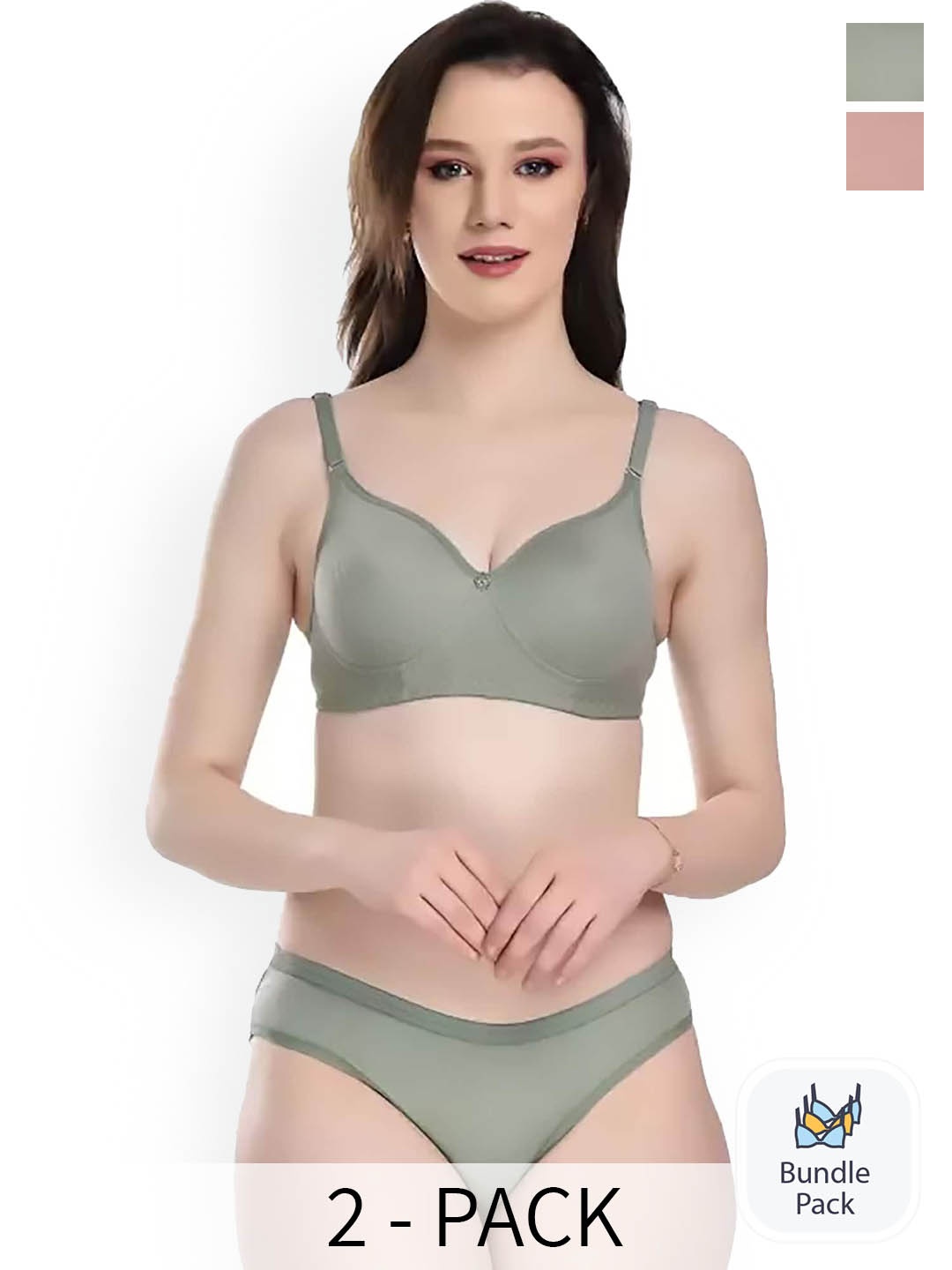 

Aamarsh Pack Of 2 Cotton Lingerie Sets, Green