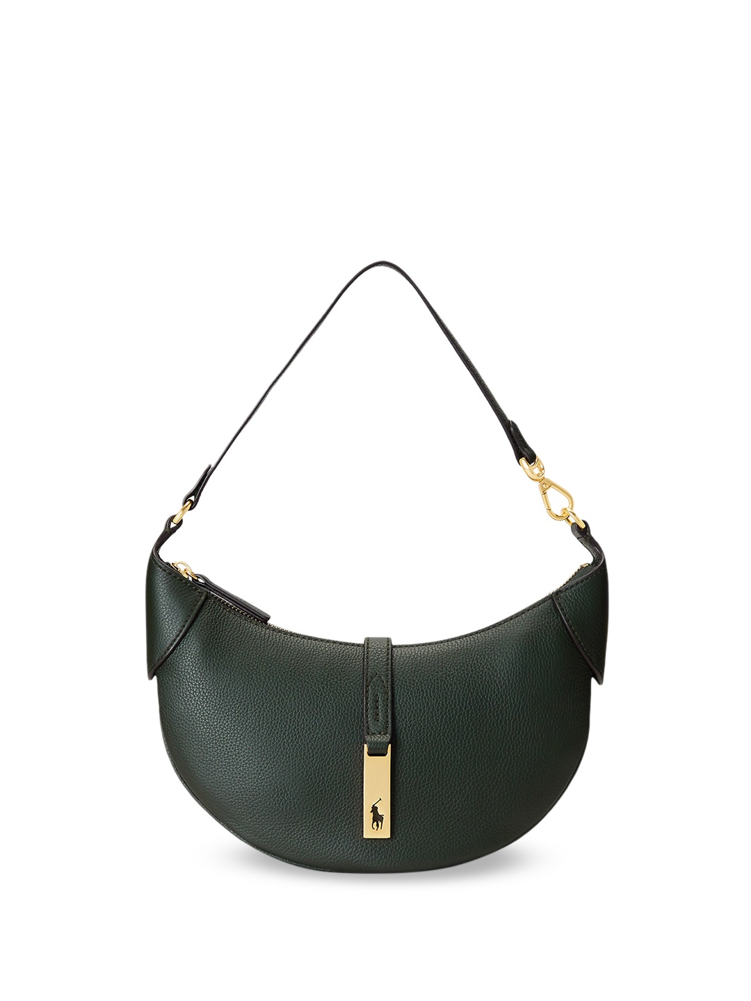 

Polo Ralph Lauren Textured Leather Half Moon Hobo Bag, Green