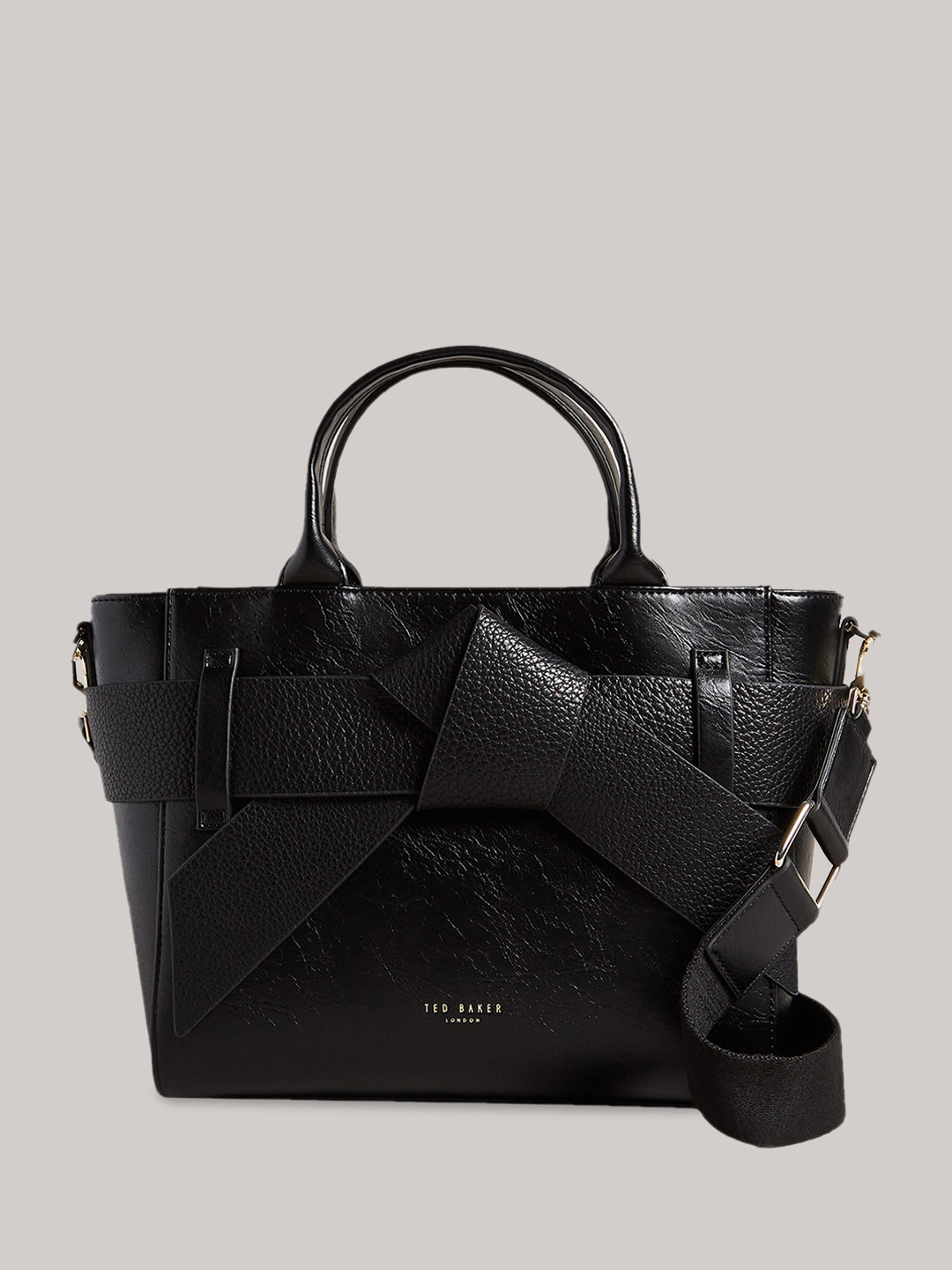 

Ted Baker Textured Shopper Handheld Bag with Detachable Sling Strap, Black