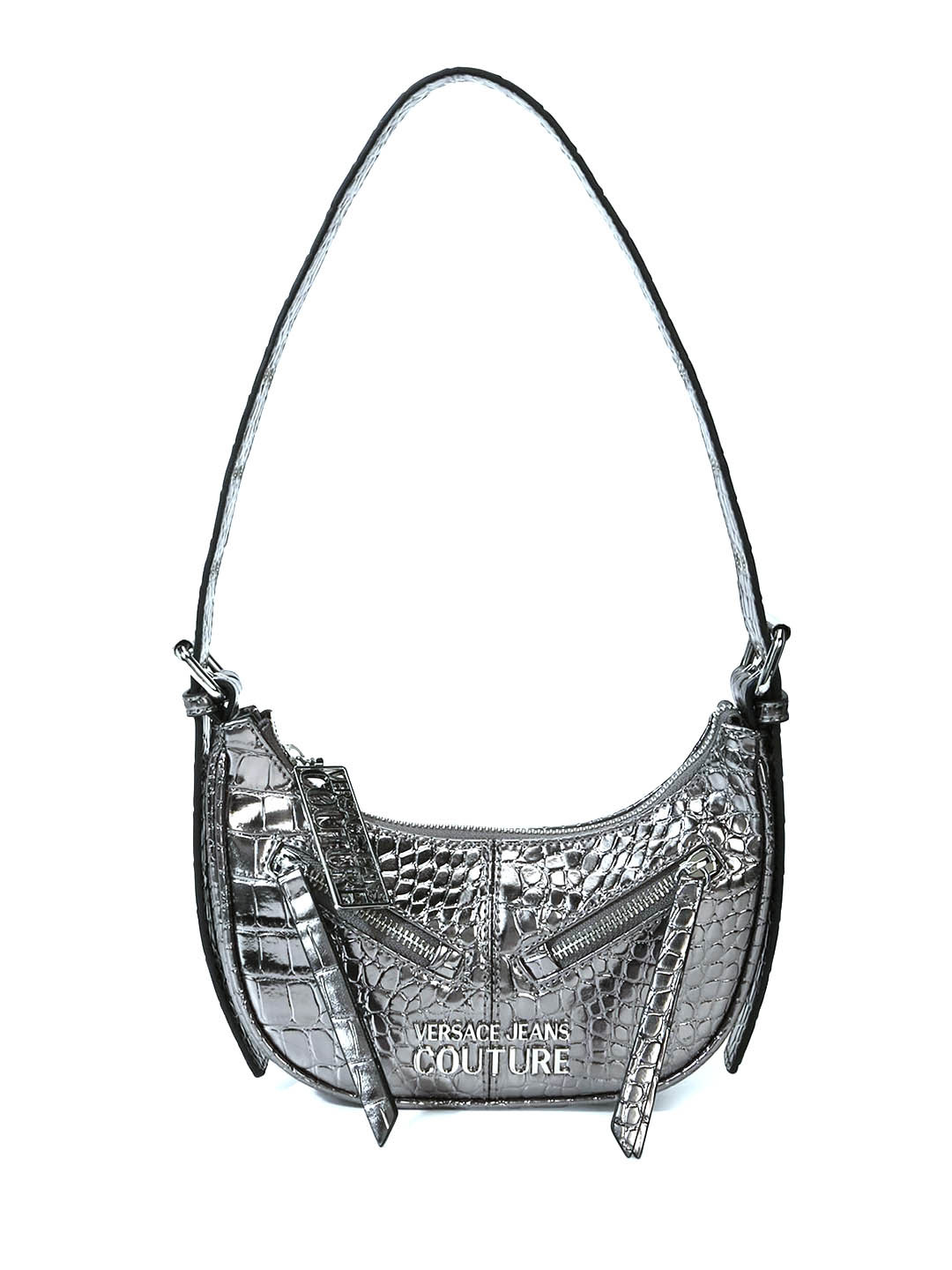 

Versace Jeans Couture Textured Half Moon Handheld Bag, Grey