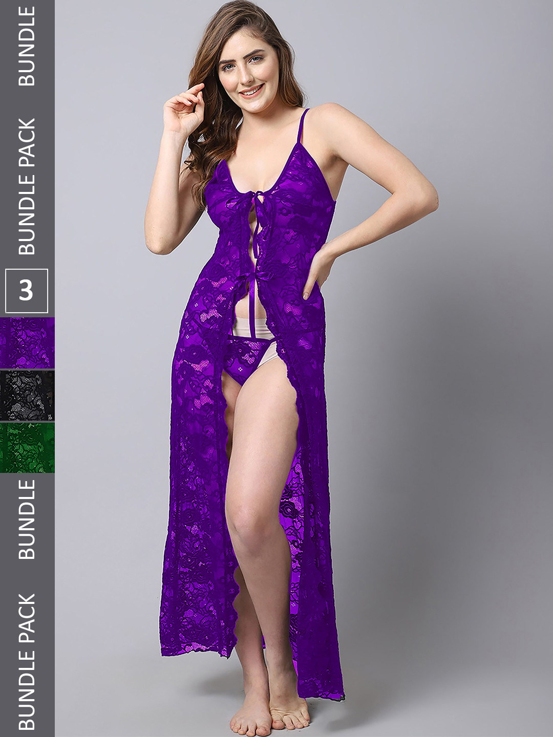 

PIBU Pack Of 3 Net Baby Doll, Purple