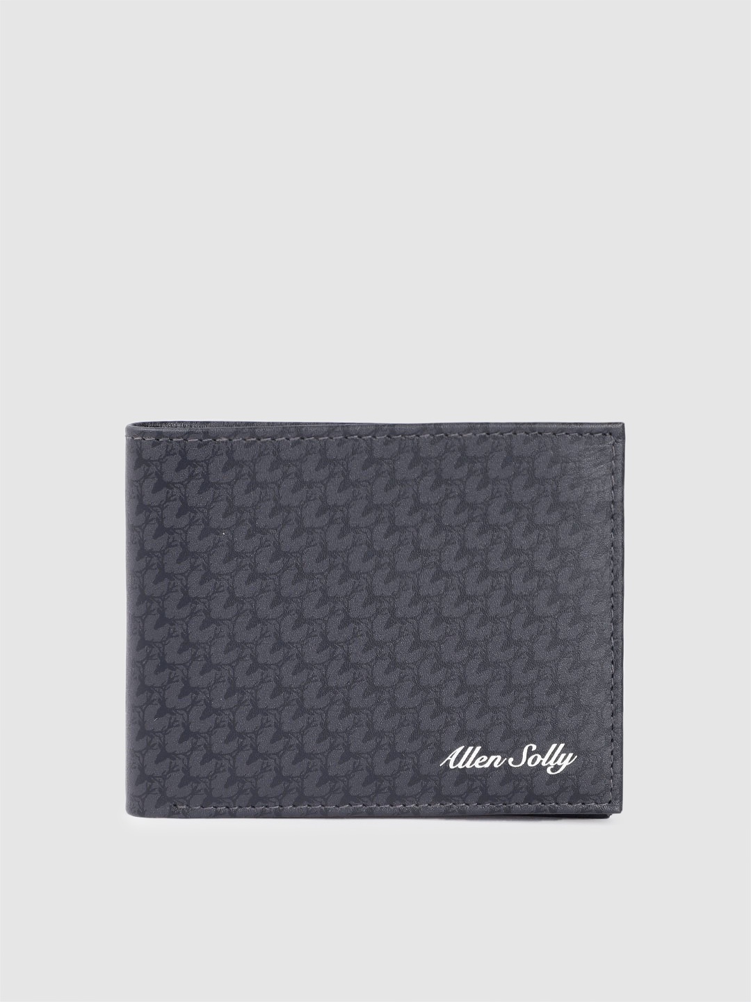 

Allen Solly Men Printed Leather Two Fold Wallet, Navy blue