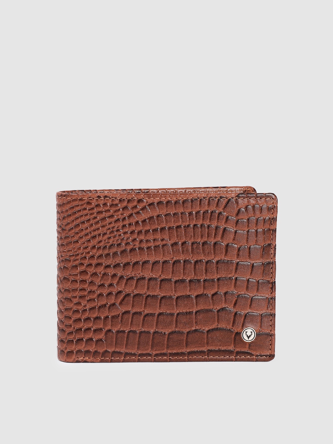 

Allen Solly Men Croc Textured Leather Two Fold Wallet, Tan