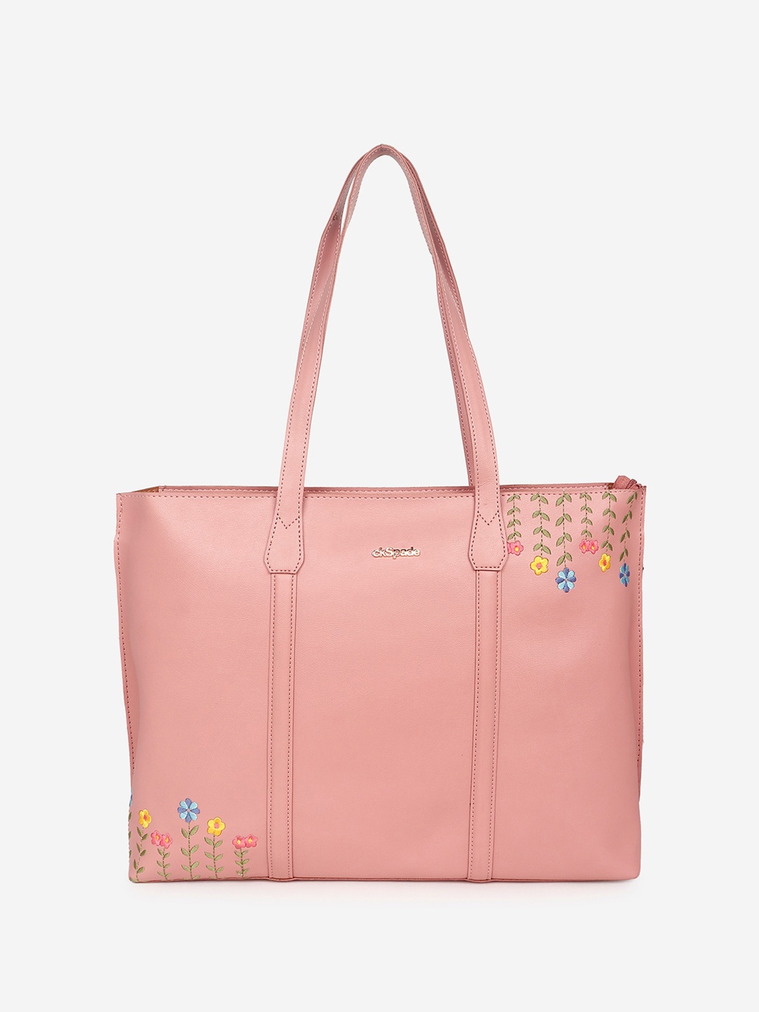 

Black Spade Floral Embroidered PU Oversized Structured Shoulder Bag, Pink
