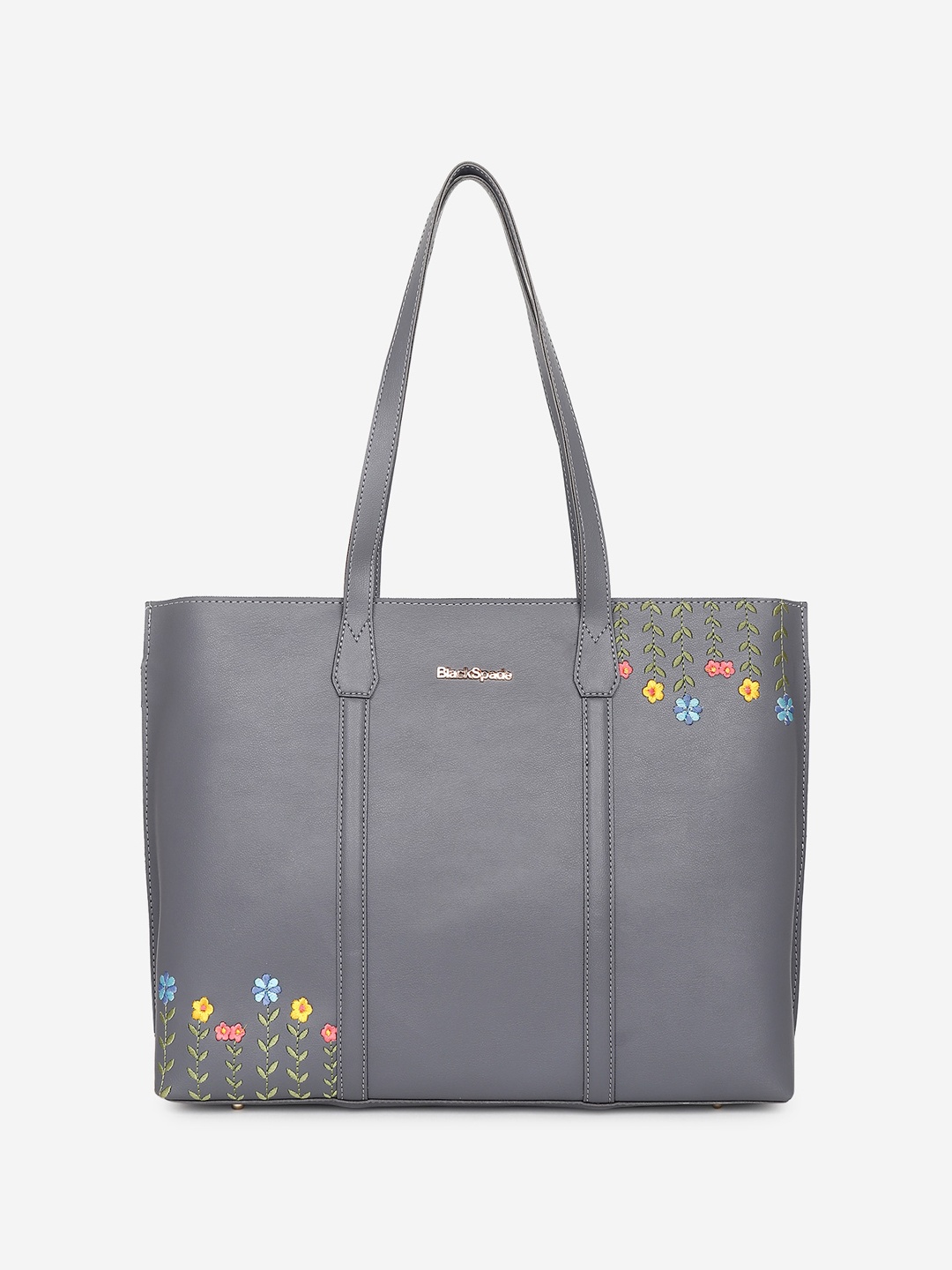 

Black Spade Embellished Structured Shoulder Bag, Grey