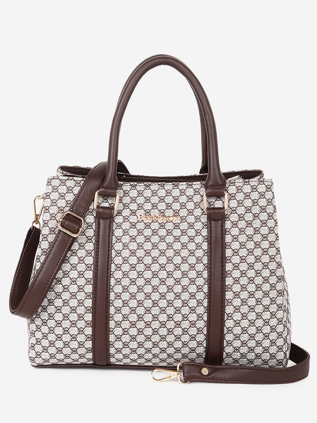 

Black Spade PU Self Design Textured Shopper Handheld Bag, Beige