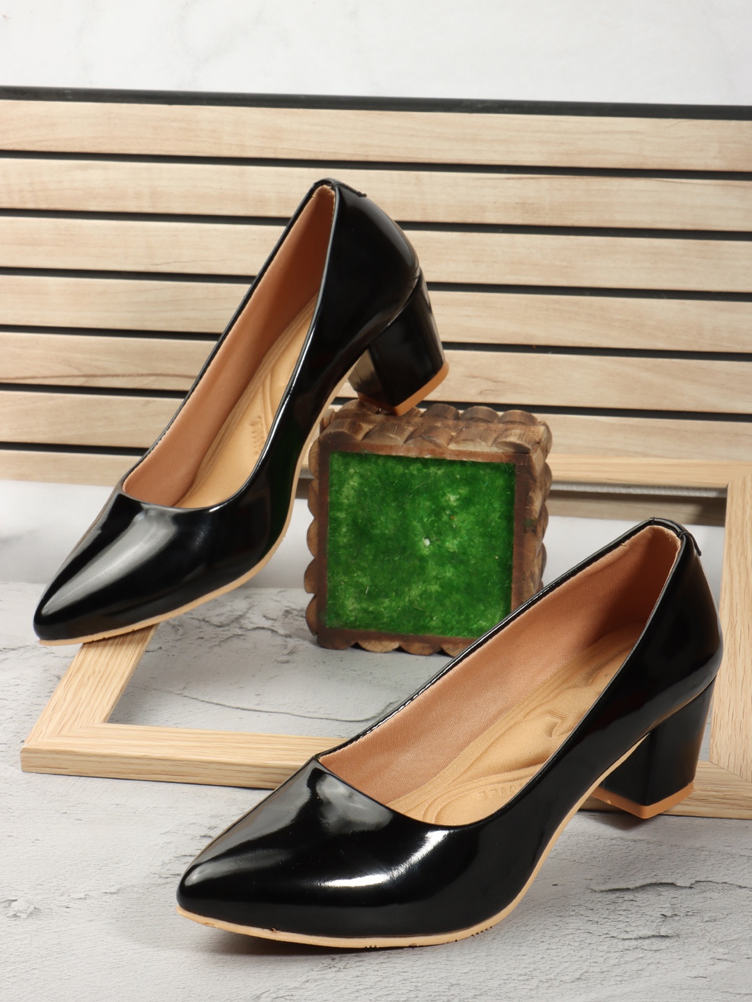 

Denill Pointed Toe Work Block Pumps, Black