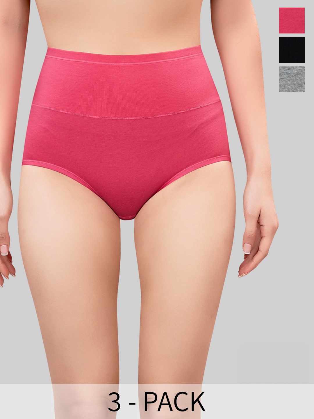 

PLUMBURY Pack Of 3 High Waist Tummy Shaper, Pink