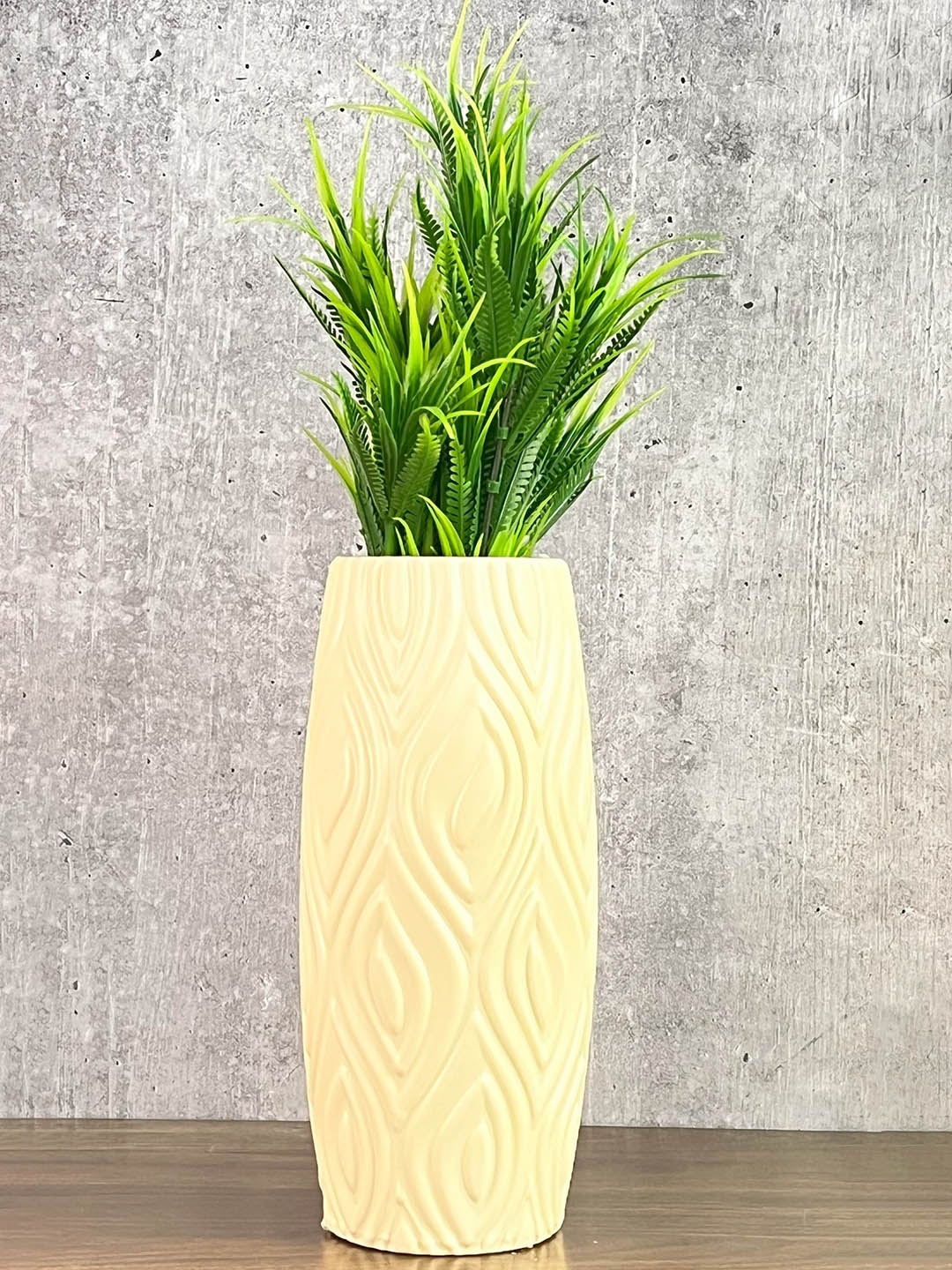 

Akaar Green & Cream-Coloured Artificial Fern Plant with Cream Long Cylindrical Pot