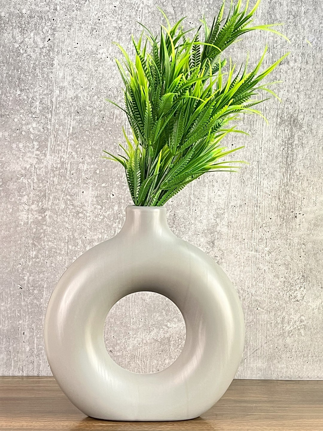 

Akaar Green & Grey Artificial Fern Plant With Donut Pot