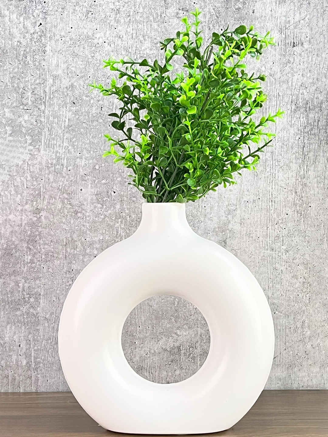 

Akaar Green & White Artificial Jade Plant With Donut Pot