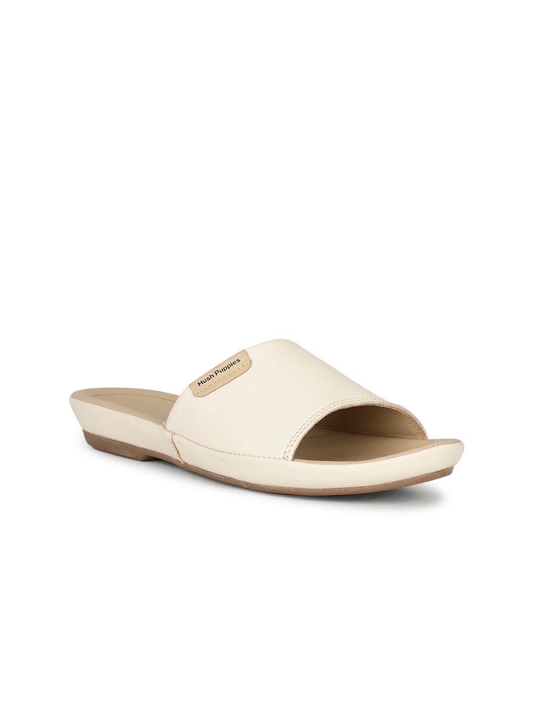 

Hush Puppies Leather Open Toe Flats, Beige