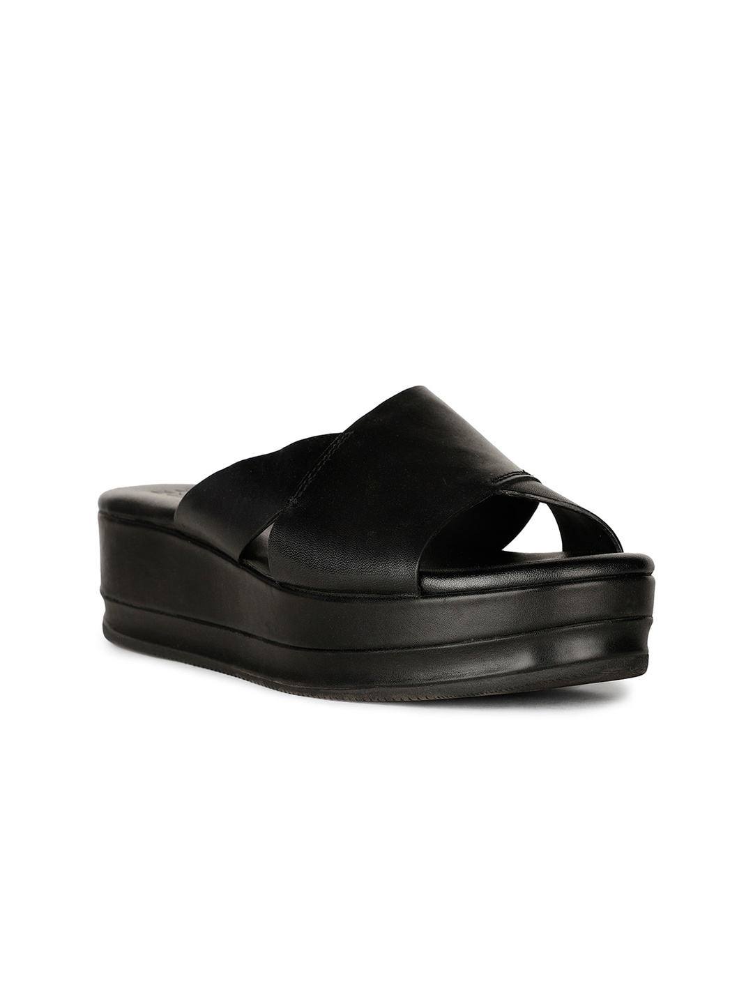 

Naturalizer Cross Strap Leather Wedges, Black