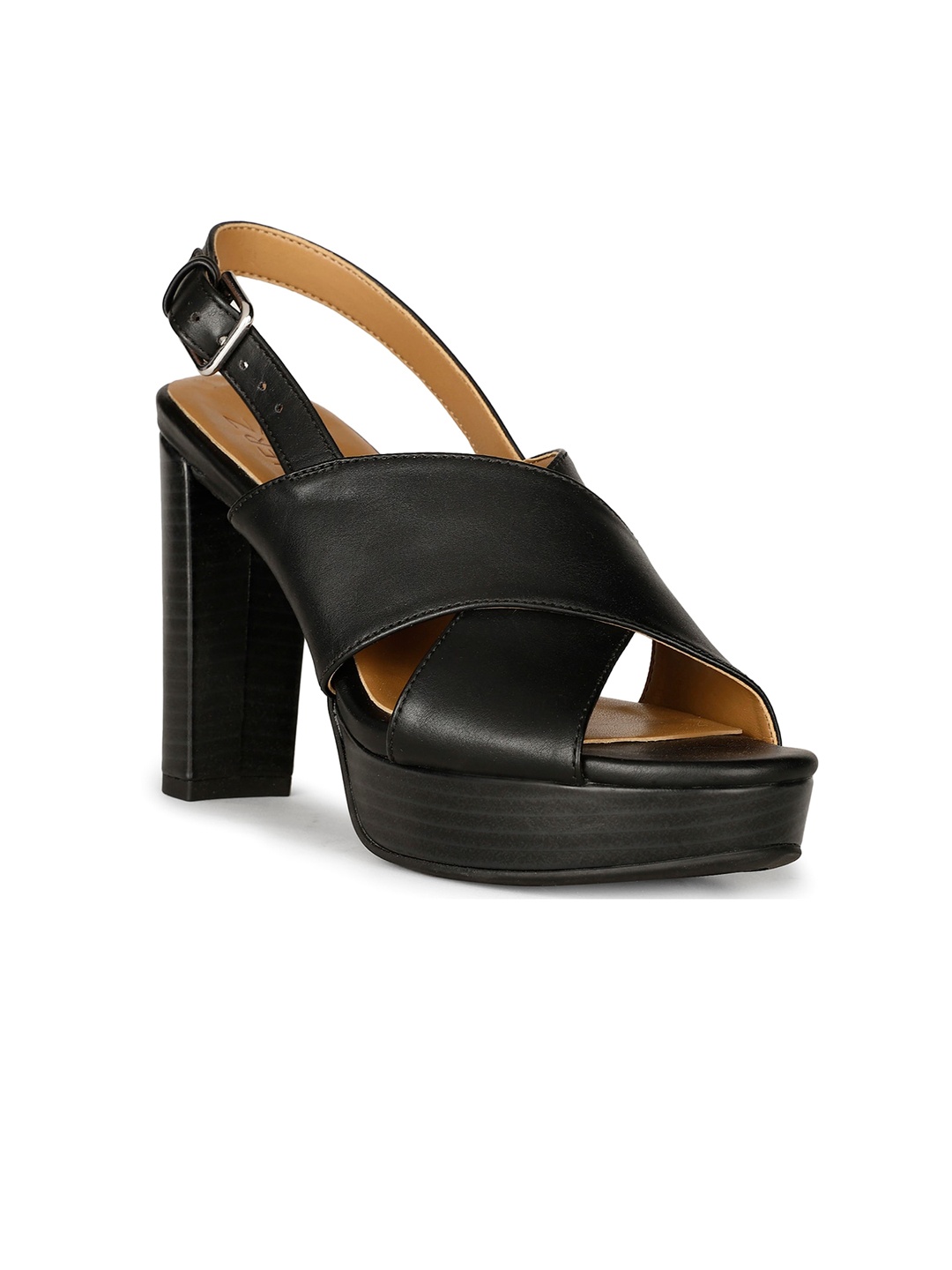 

Naturalizer Criss Cross Strap Leather Platform Heels, Black