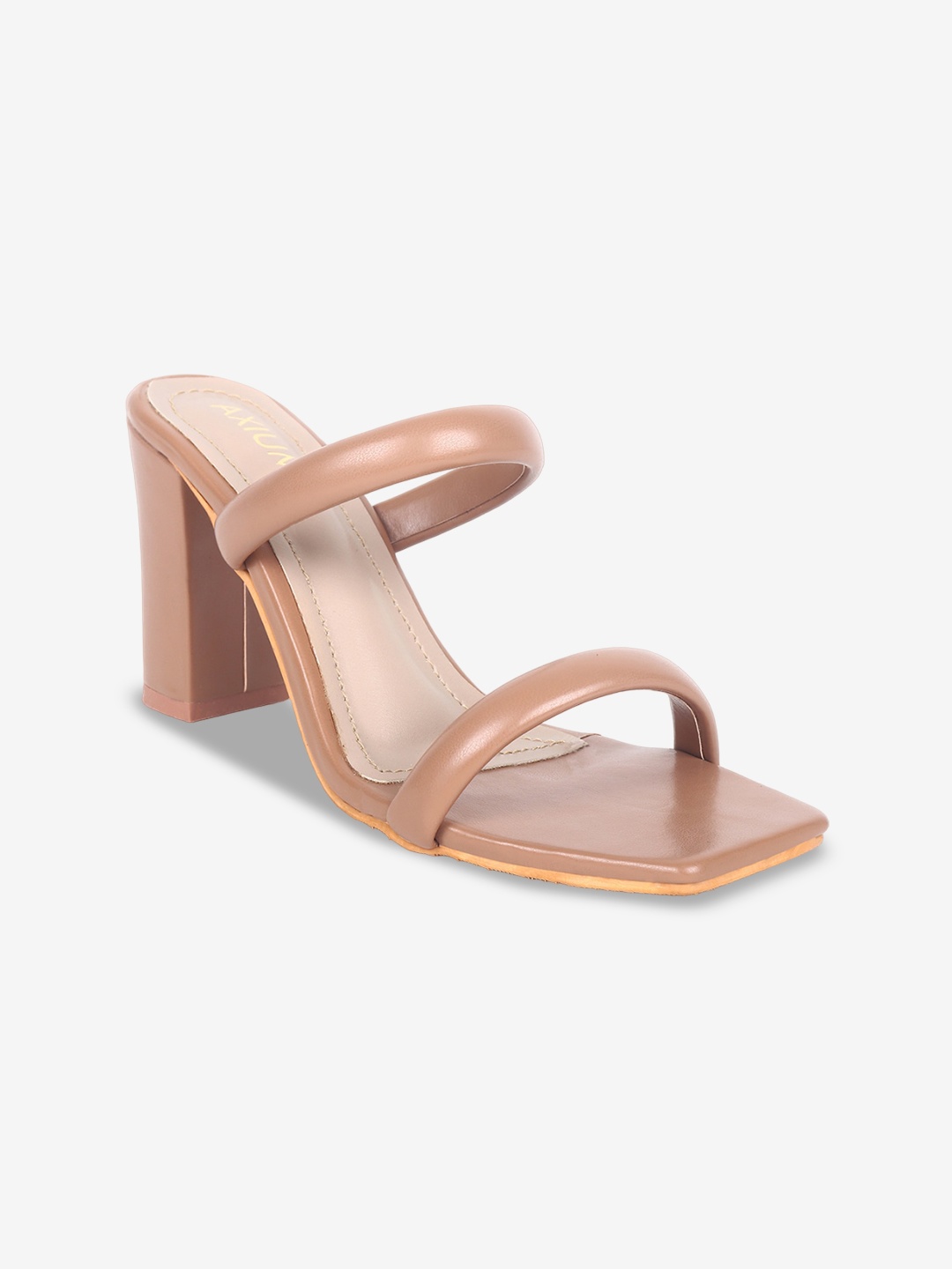

AXIUM Open Toe Block Heels, Beige