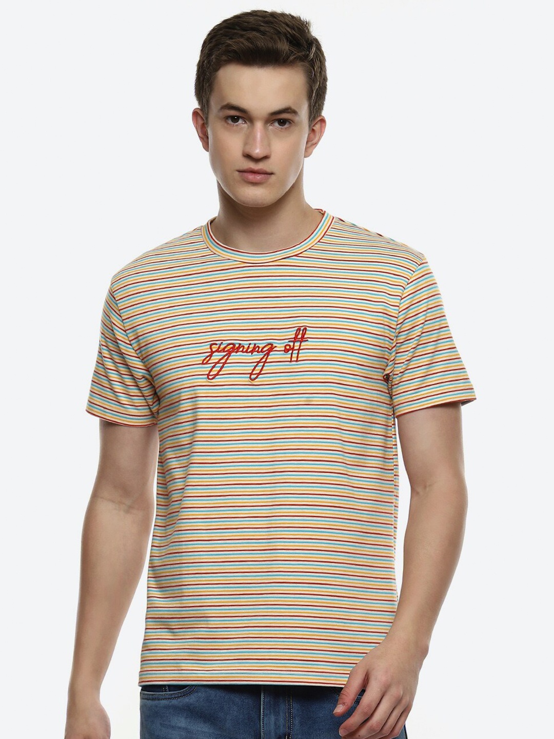 

hummel Striped Cotton T-shirt, Yellow